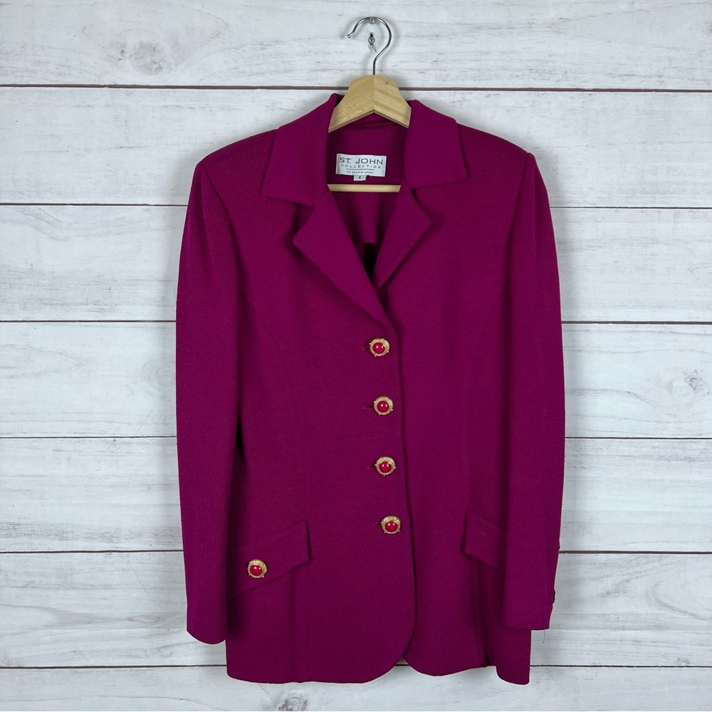 St. John Knit Blazer Jacket & Skirt 2 Piece Set Size 6 Jacket & Size 4 Skirt